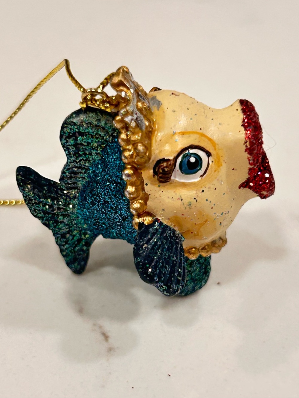 Katherine's Collection Christmas Ornament Kissing Fish Glitter Red Lips